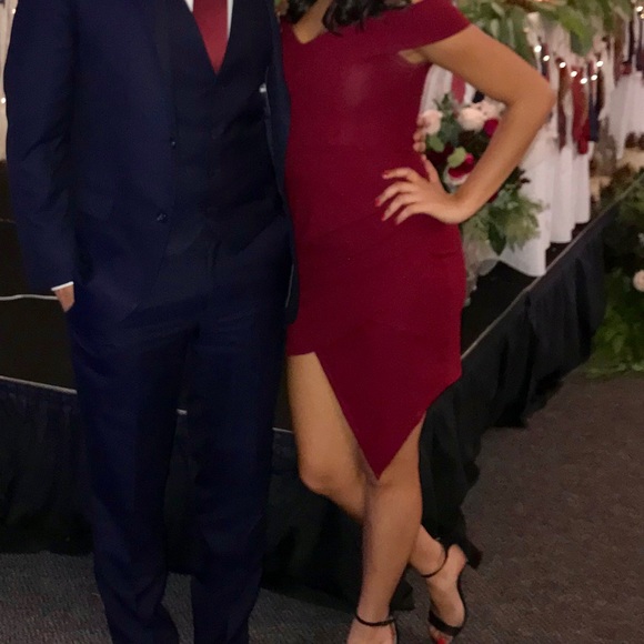 Akira Off the Shoulder Asymmetrical Cocktail Dress - Picture 2 of 2